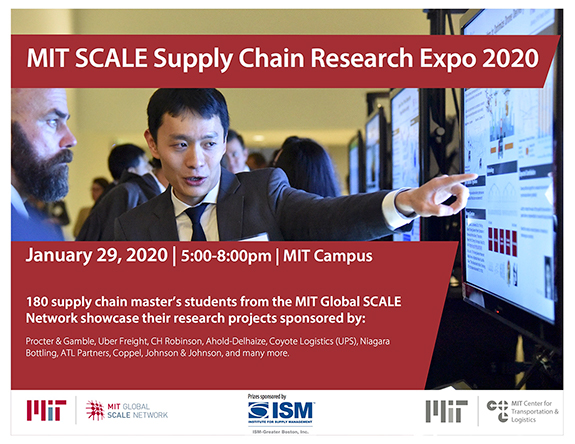 MIT SCALE Supply chain students will present their master's research projects at Research Expo on January 29, 2020