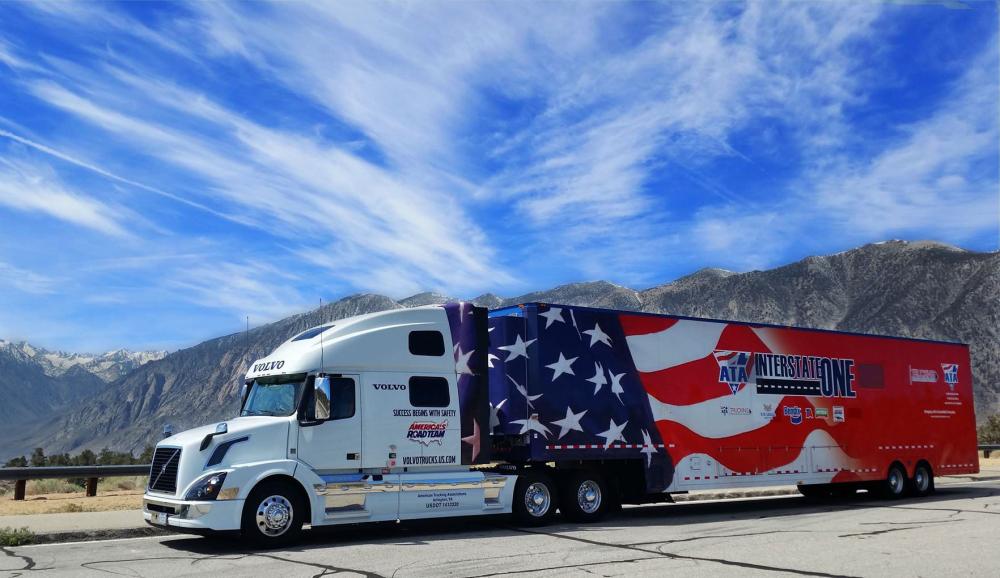 ATA's Interstate One driving simulator and tractor-trailer truck