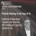Thumbnail image with black and white photo of Matthias Winkenbach with title of episode, "Vehicle Routing in the Age of AI".