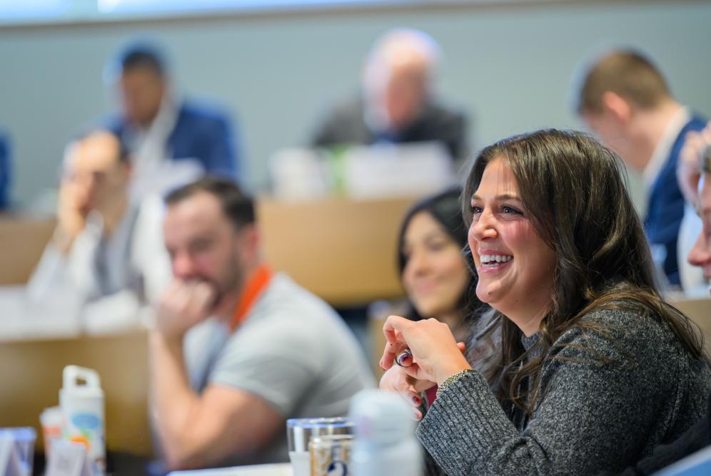 woman smiling in classroom
