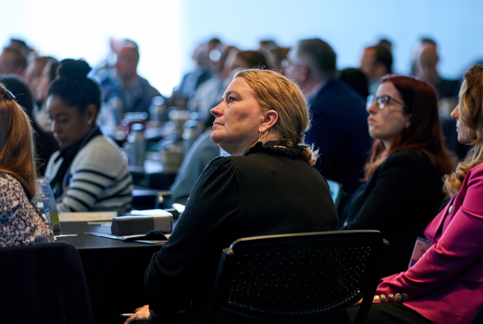 Woman looking at presentation