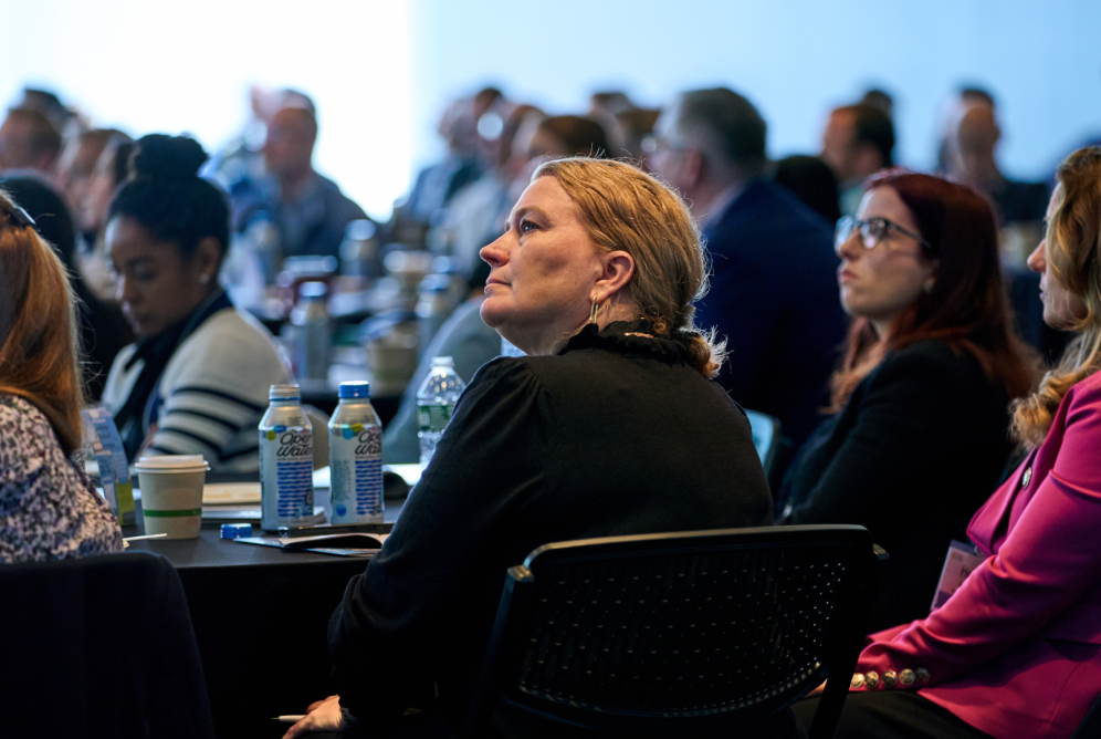 Woman looking at presentation