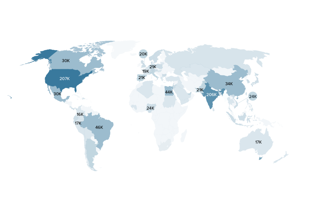 Program global reach as seen on page 5 of the 2025 Annual Impact Report (available for download on this page)