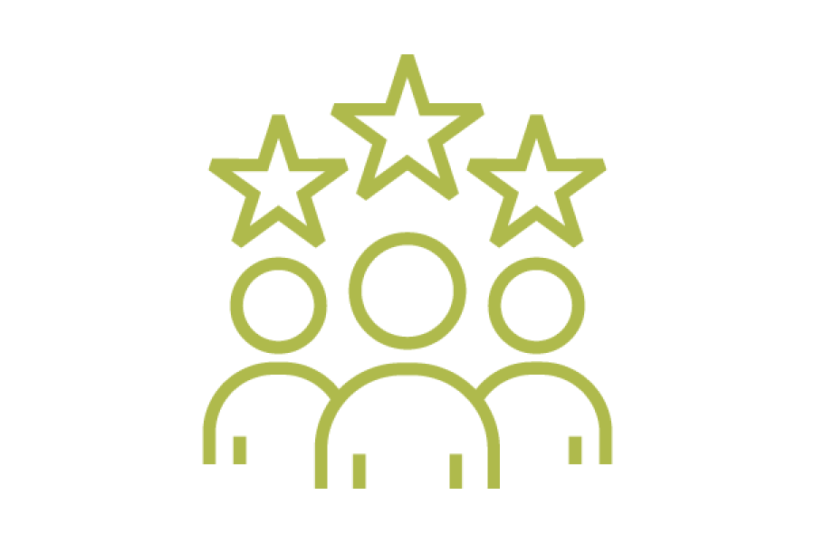 Icon of three people with stars above them