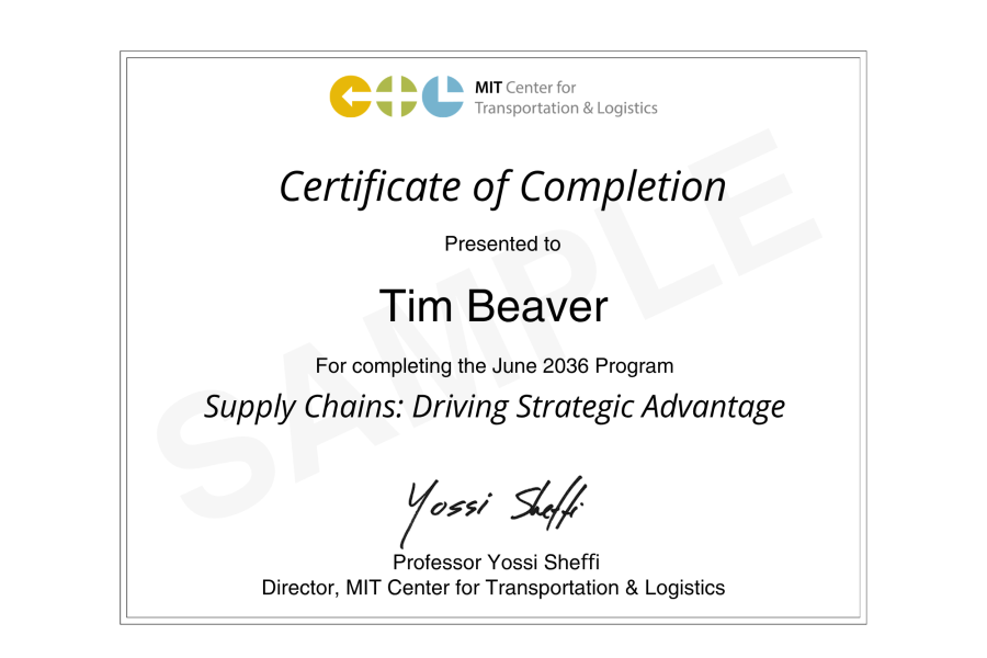 Sample certificate